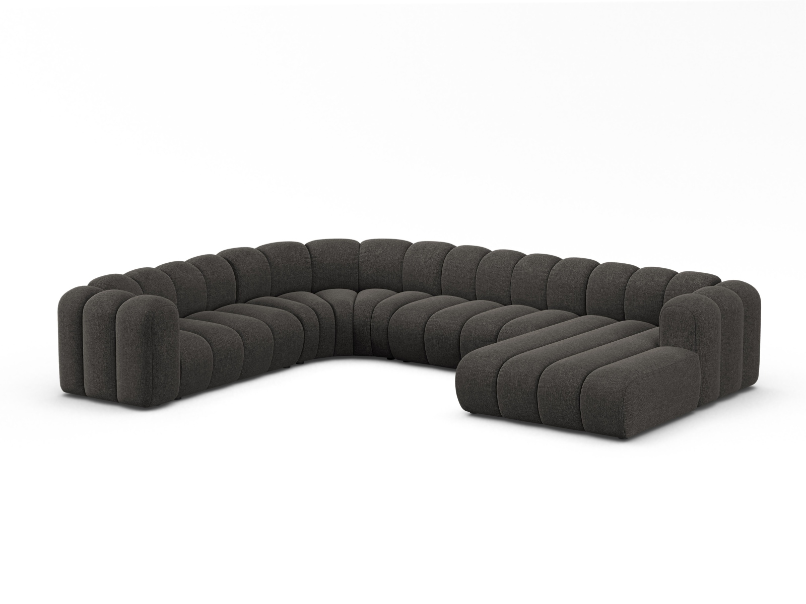 Modular Panoramic Left Corner Sofa, "Lupine", 6 Seats, 370x280x70