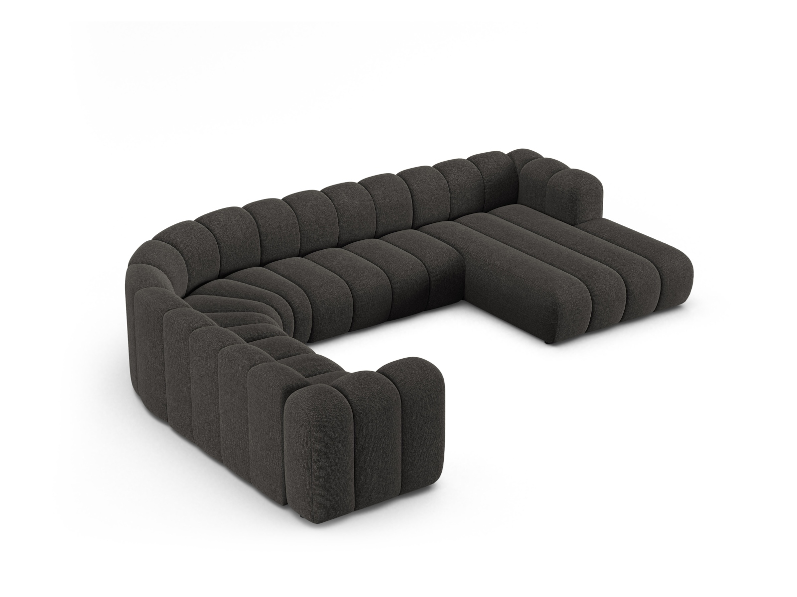 Modular Panoramic Left Corner Sofa, "Lupine", 6 Seats, 370x280x70
