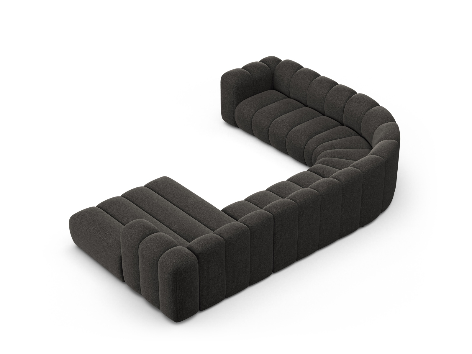 Modular Panoramic Left Corner Sofa, "Lupine", 6 Seats, 370x280x70