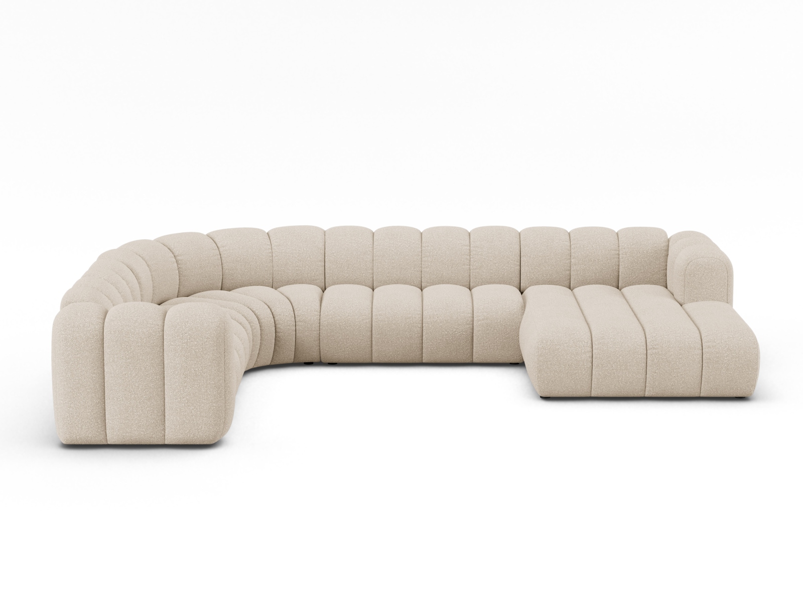 Boucle Modular Panoramic Left Corner Sofa, "Lupine", 6 Seats, 370x280x70