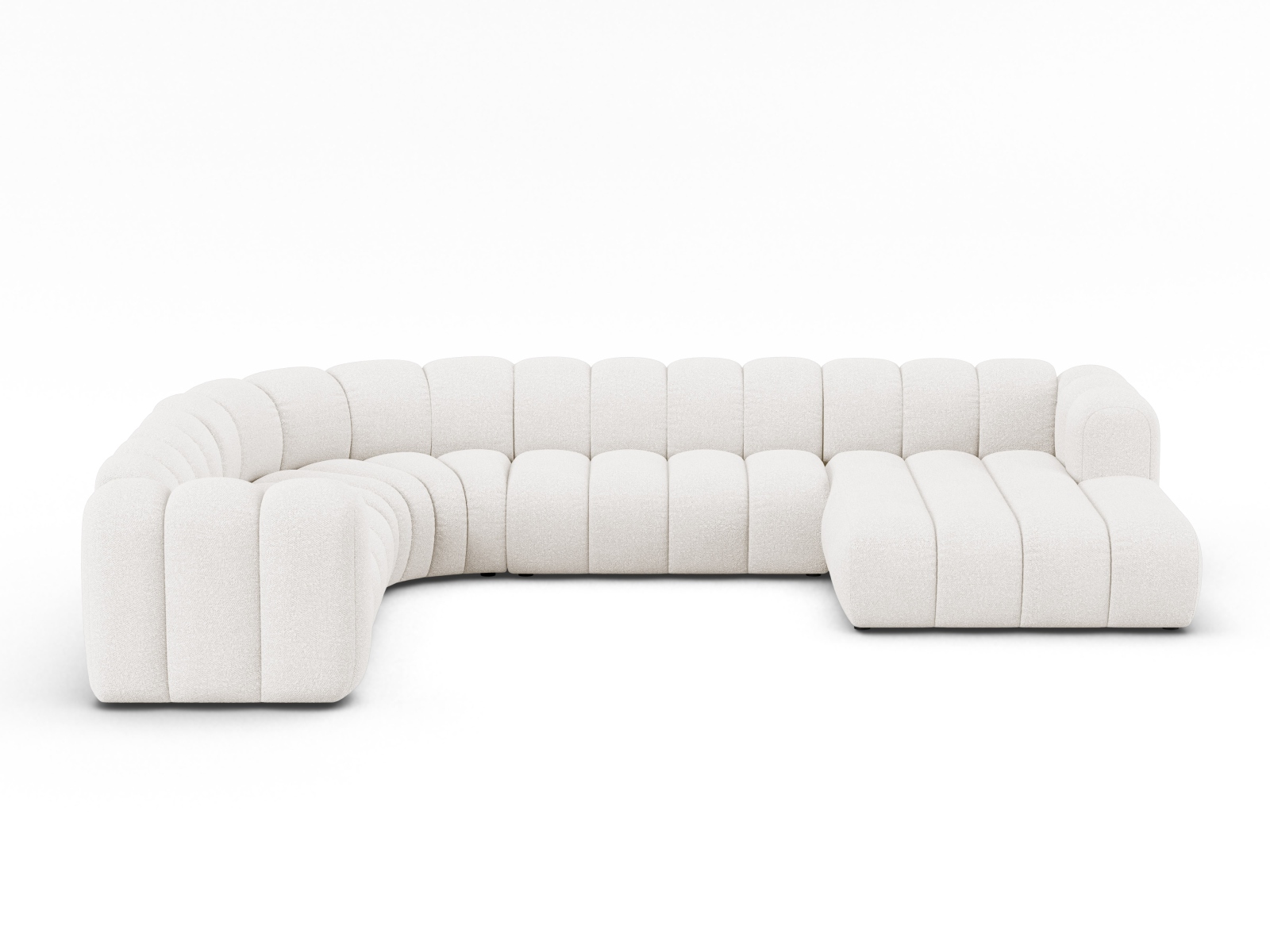 Boucle Modular Panoramic Left Corner Sofa, "Lupine", 6 Seats, 370x280x70