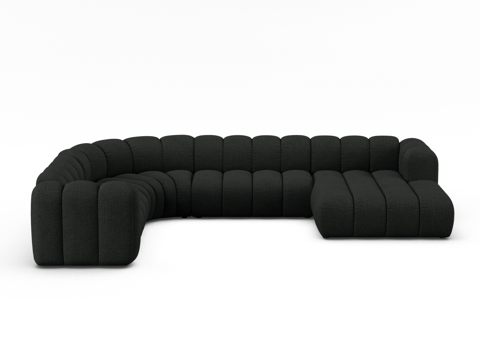 Boucle Modular Panoramic Left Corner Sofa, "Lupine", 6 Seats, 370x280x70