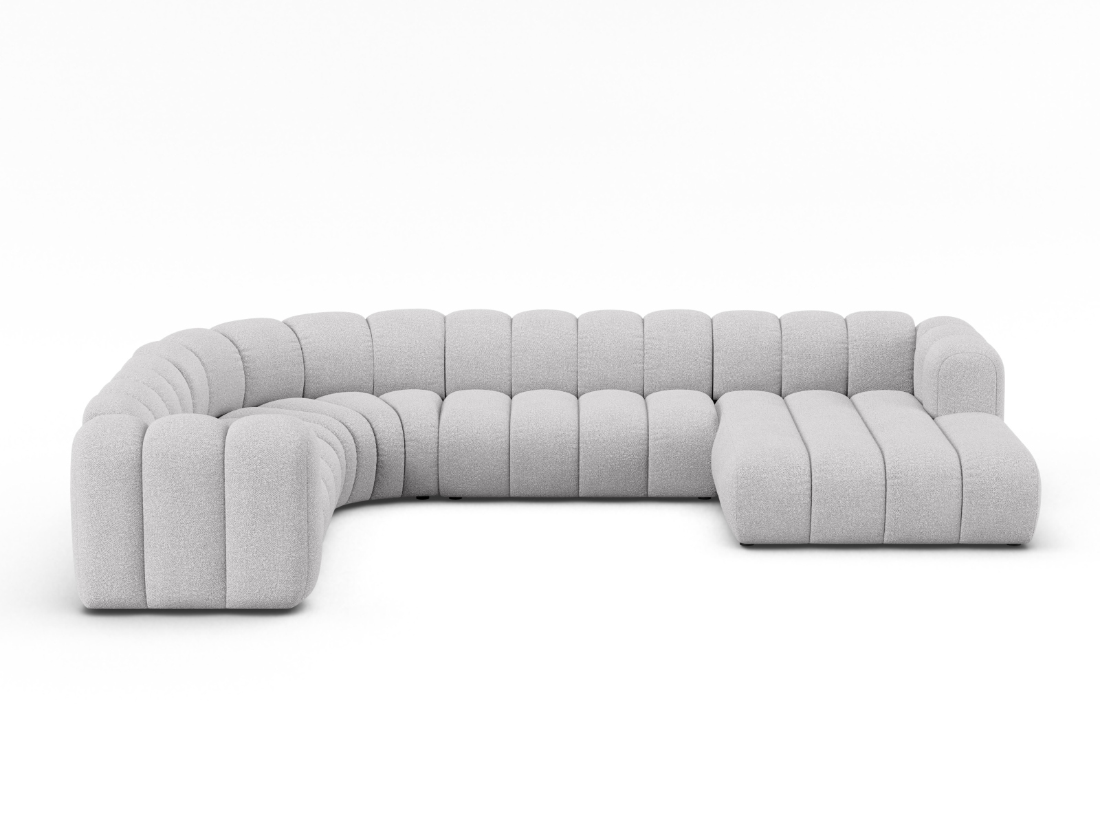 Boucle Modular Panoramic Left Corner Sofa, "Lupine", 6 Seats, 370x280x70