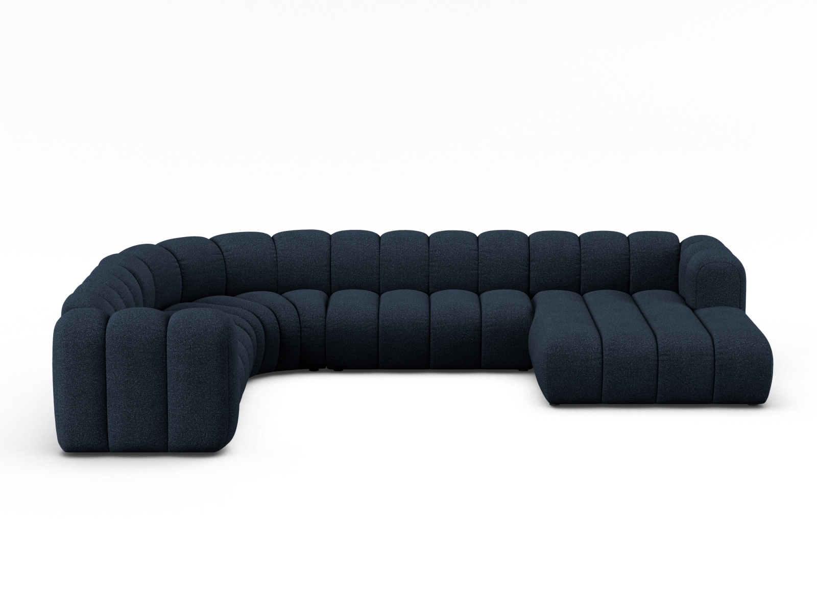 Boucle Modular Panoramic Left Corner Sofa, "Lupine", 6 Seats, 370x280x70