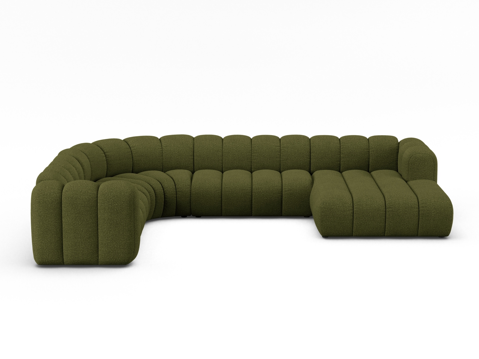 Boucle Modular Panoramic Left Corner Sofa, "Lupine", 6 Seats, 370x280x70