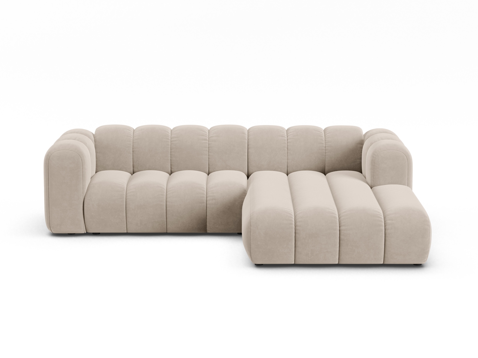 Velvet Modular Right Corner Sofa, "Lupine", 4 Seats, 260x177x70