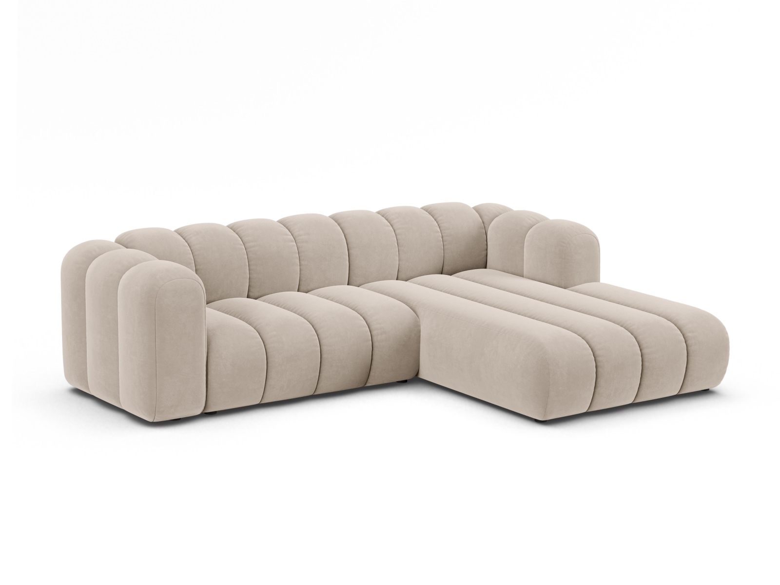 Velvet Modular Right Corner Sofa, "Lupine", 4 Seats, 260x177x70