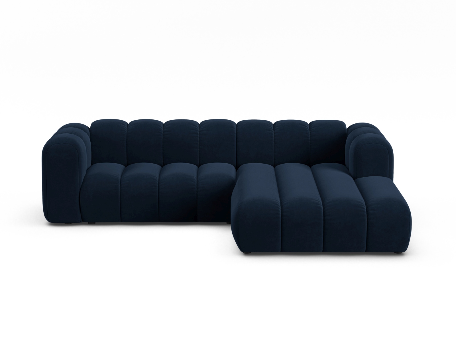 Velvet Modular Right Corner Sofa, "Lupine", 4 Seats, 260x177x70