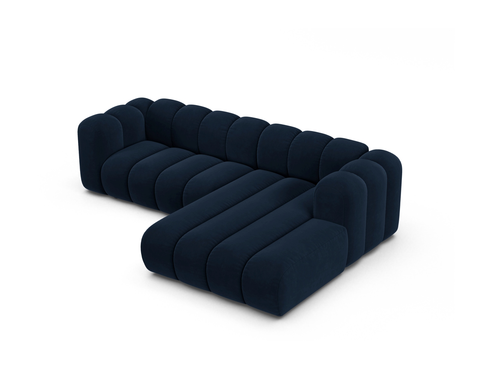 Velvet Modular Right Corner Sofa, "Lupine", 4 Seats, 260x177x70