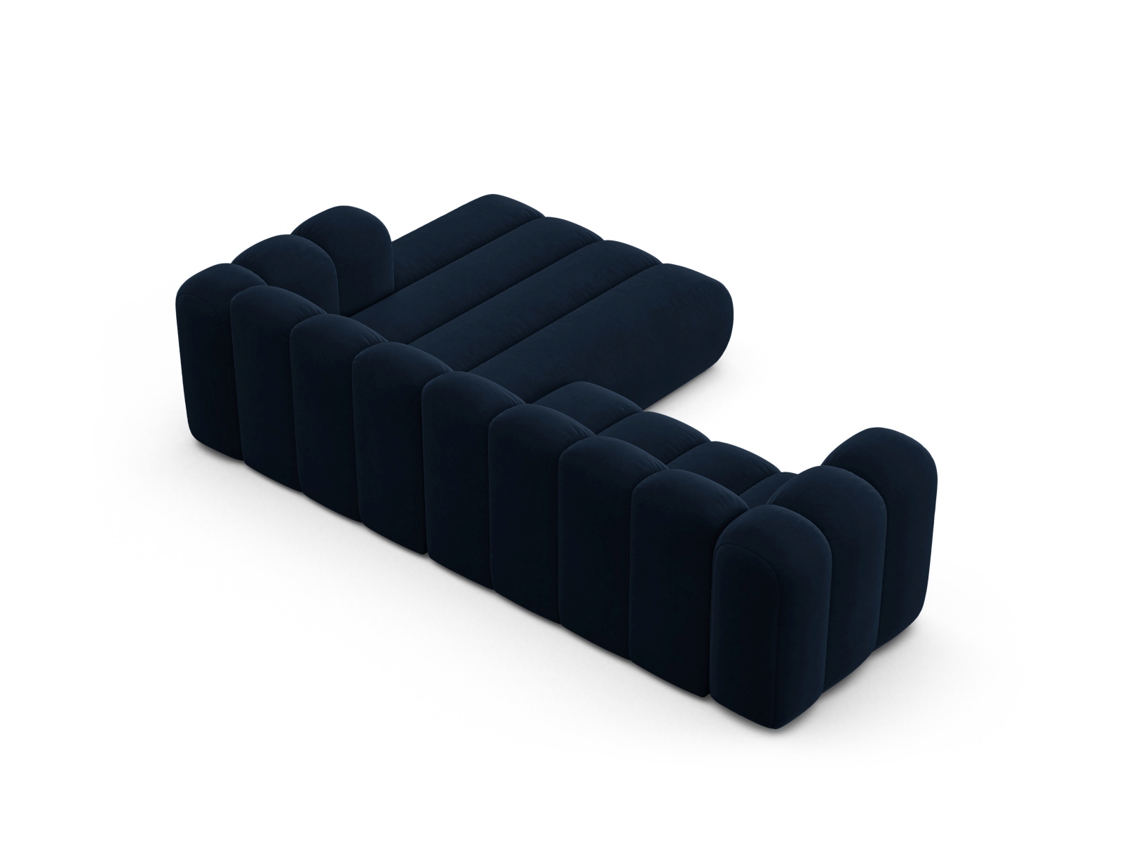 Velvet Modular Right Corner Sofa, "Lupine", 4 Seats, 260x177x70