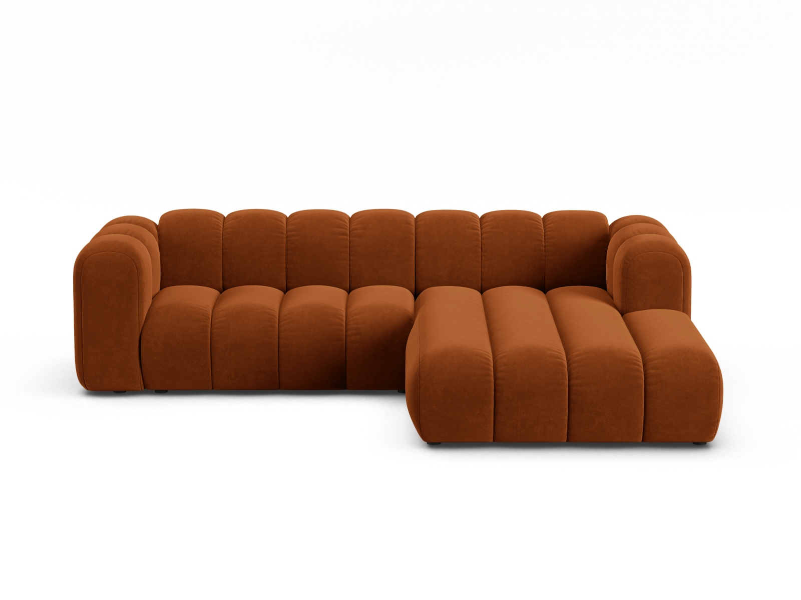 Velvet Modular Right Corner Sofa, "Lupine", 4 Seats, 260x177x70