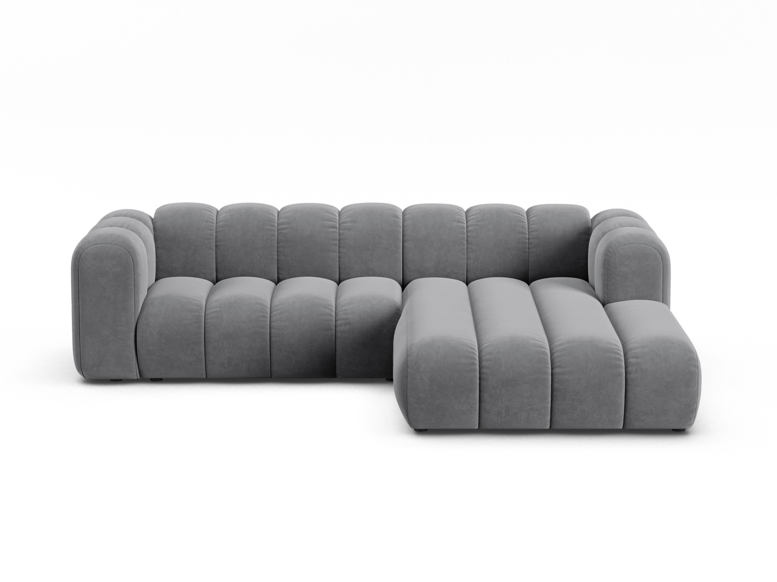 Velvet Modular Right Corner Sofa, "Lupine", 4 Seats, 260x177x70