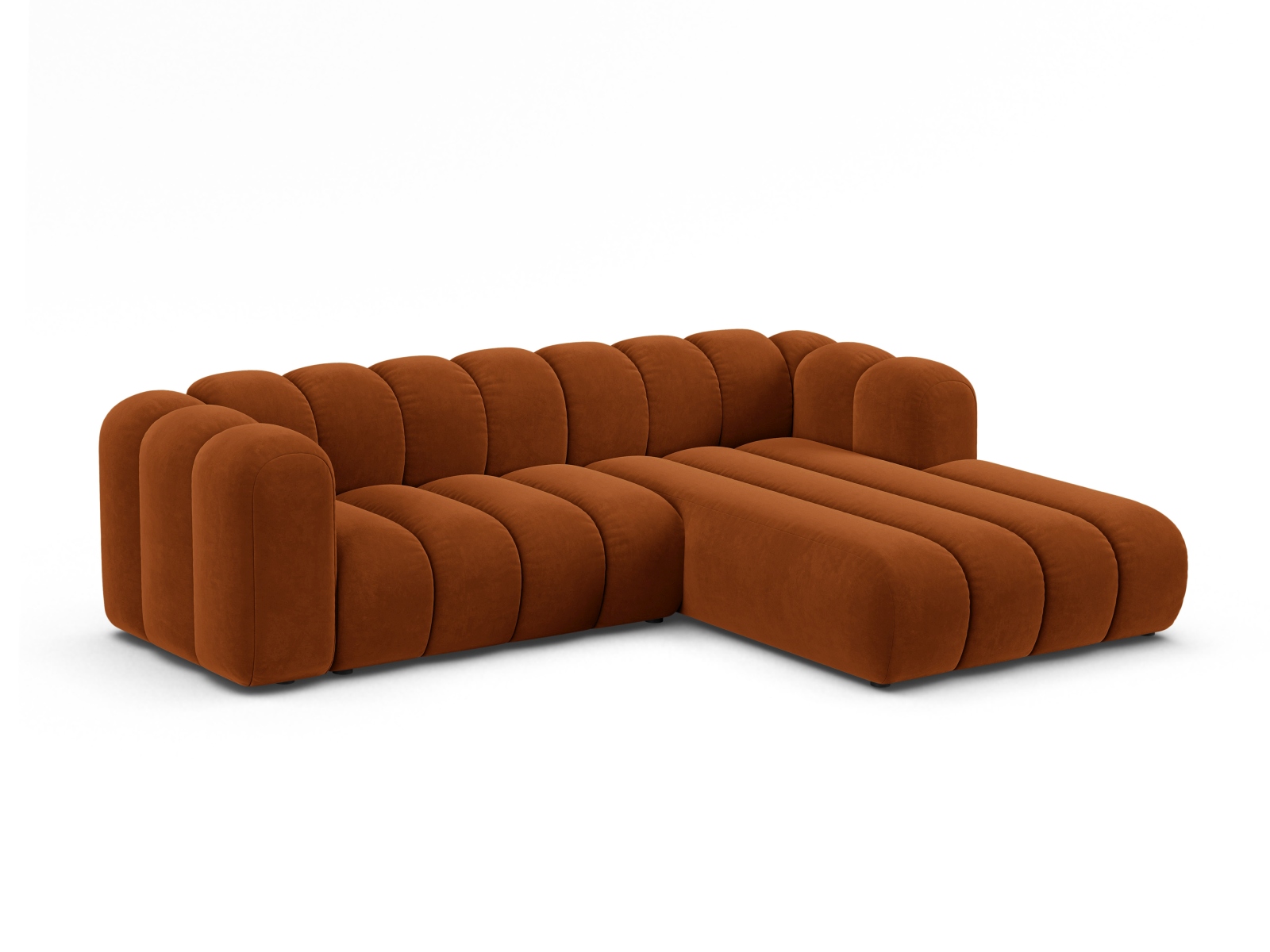 Velvet Modular Right Corner Sofa, "Lupine", 4 Seats, 260x177x70