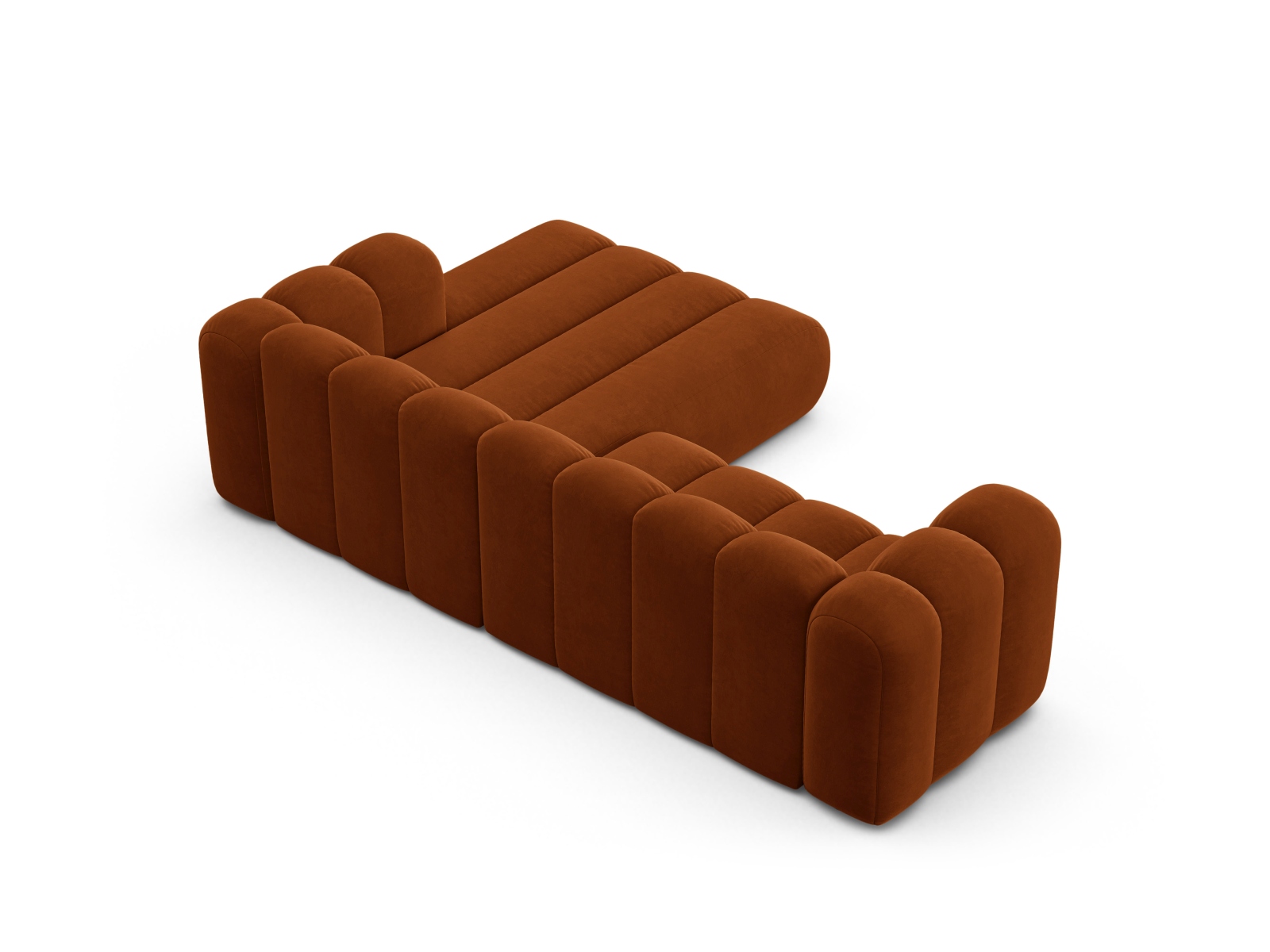 Velvet Modular Right Corner Sofa, "Lupine", 4 Seats, 260x177x70