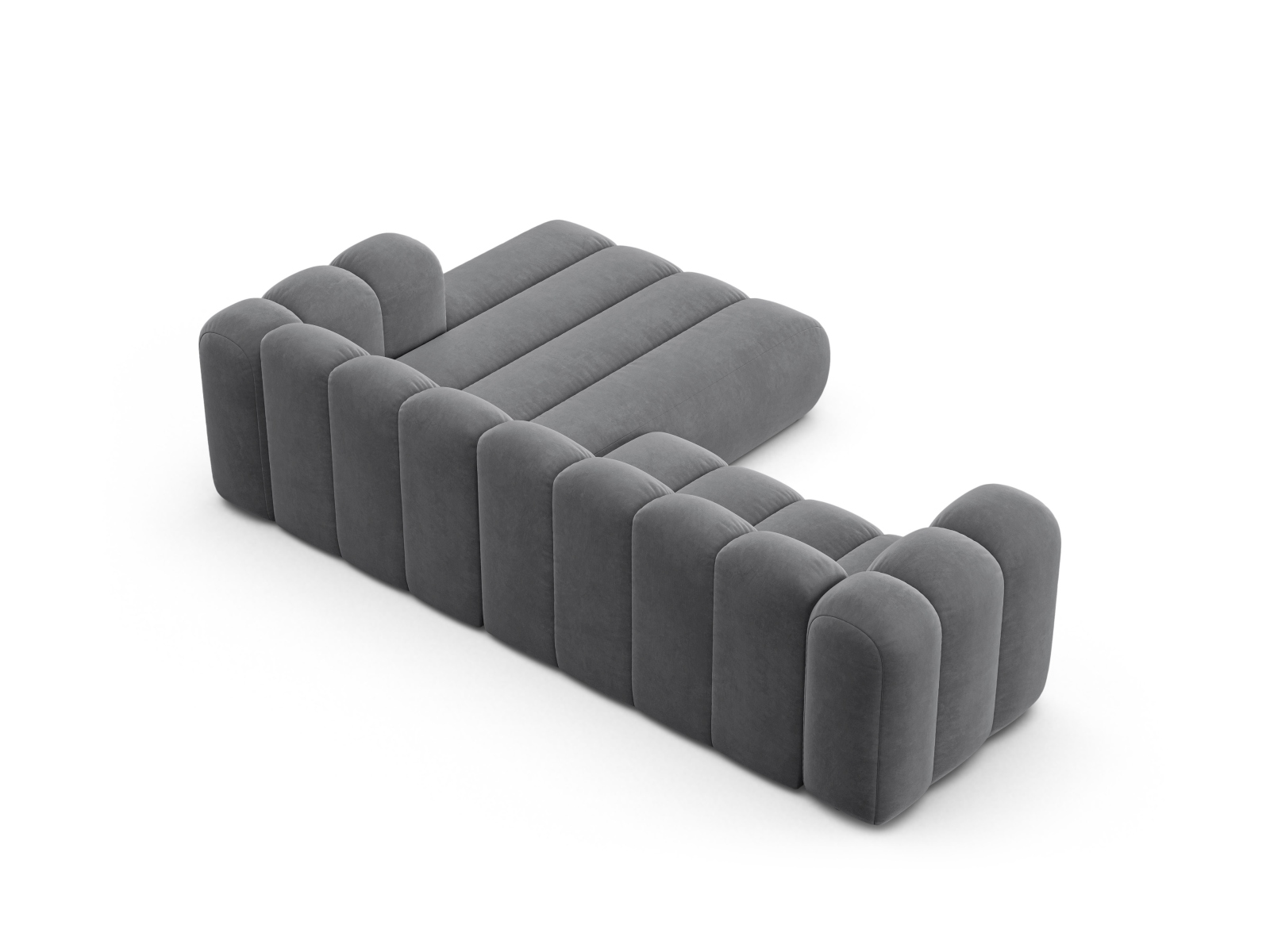 Velvet Modular Right Corner Sofa, "Lupine", 4 Seats, 260x177x70