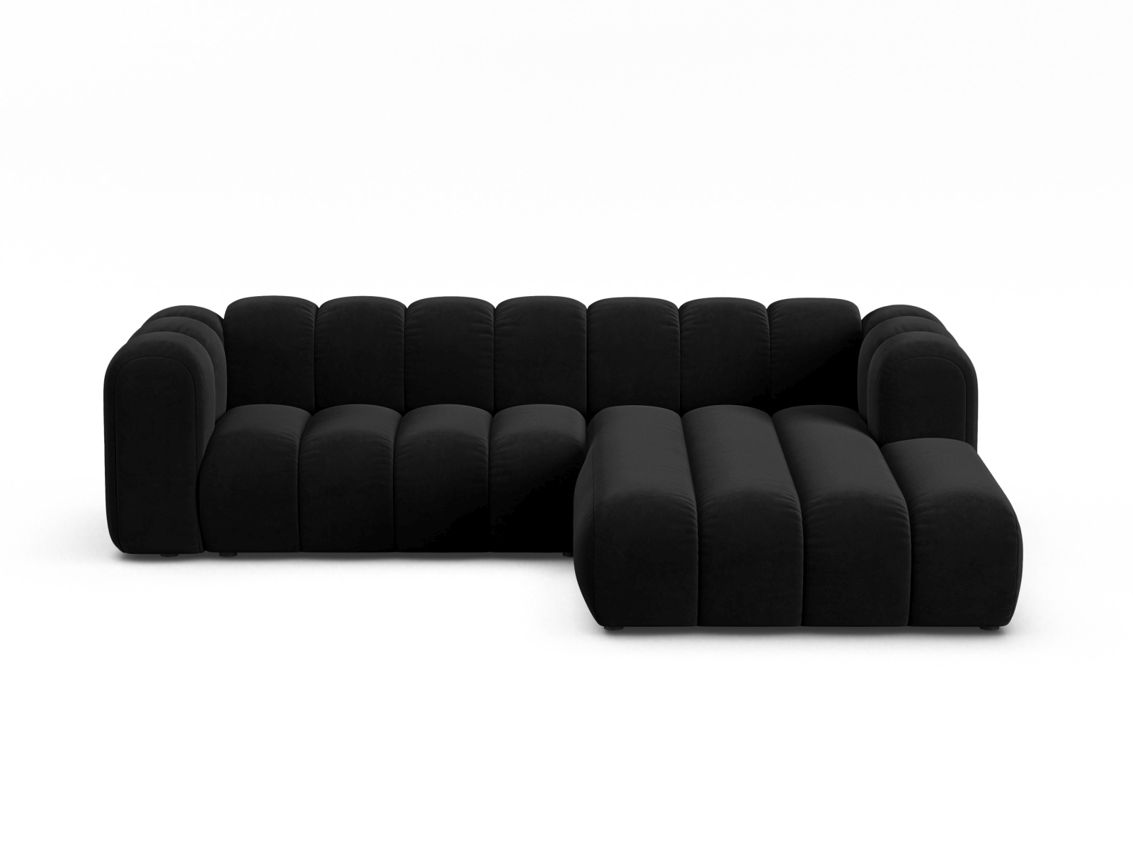 Velvet Modular Right Corner Sofa, "Lupine", 4 Seats, 260x177x70