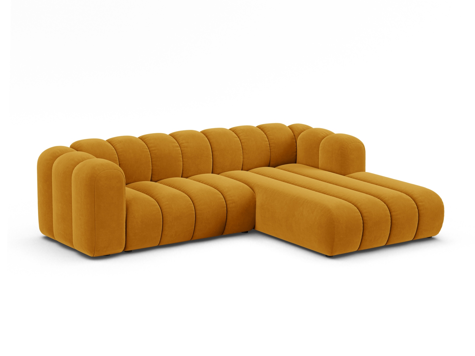 Velvet Modular Right Corner Sofa, "Lupine", 4 Seats, 260x177x70