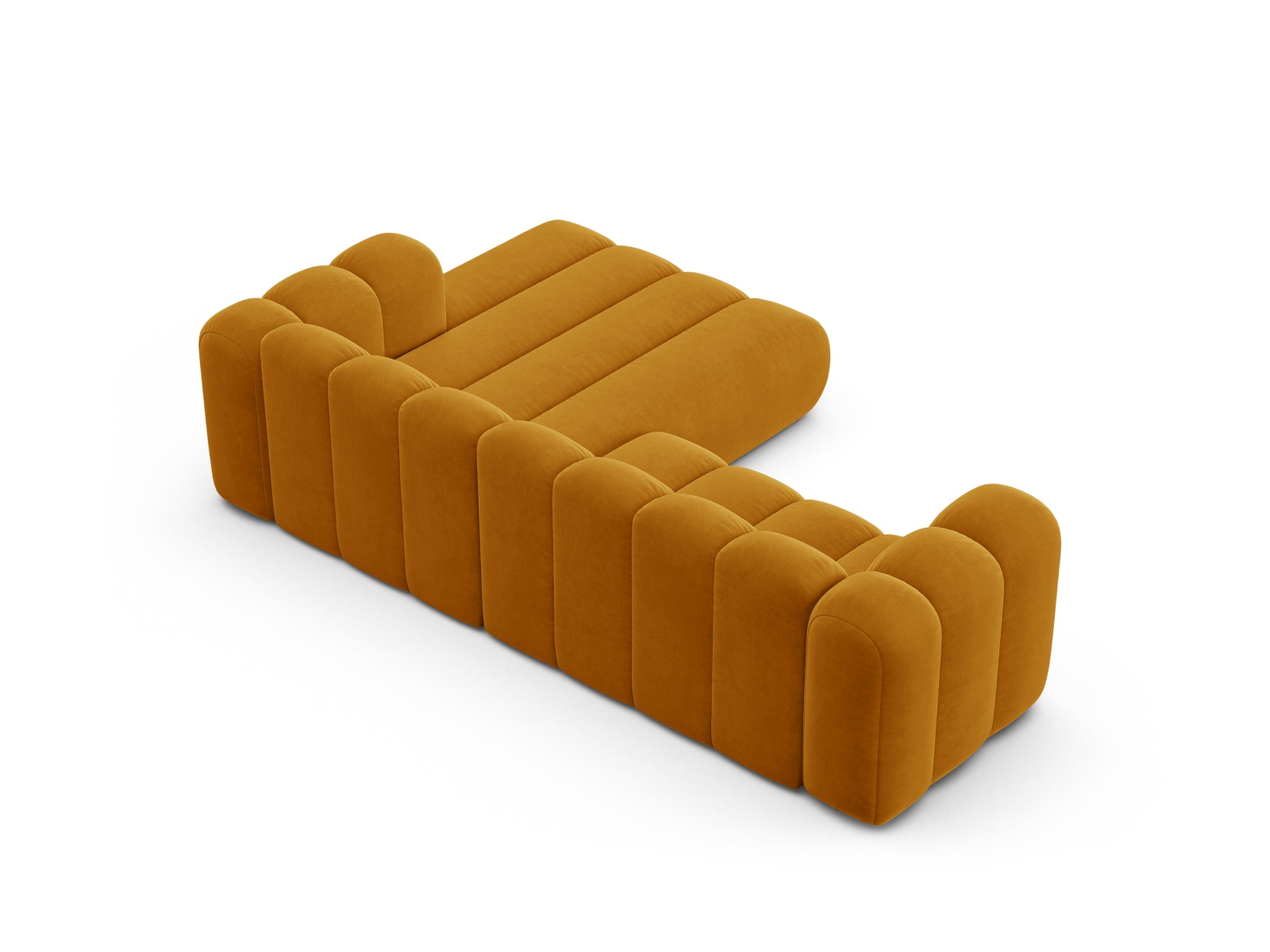 Velvet Modular Right Corner Sofa, "Lupine", 4 Seats, 260x177x70