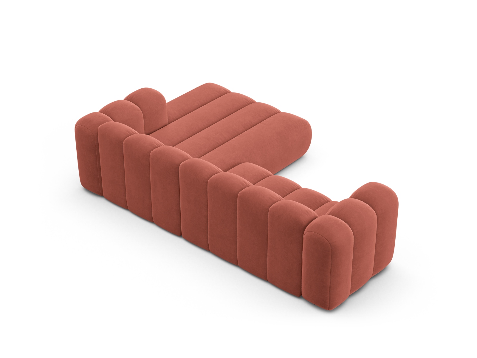 Velvet Modular Right Corner Sofa, "Lupine", 4 Seats, 260x177x70