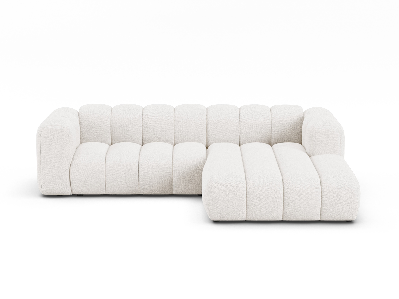 Boucle Modular Right Corner Sofa, "Lupine", 4 Seats, 260x177x70