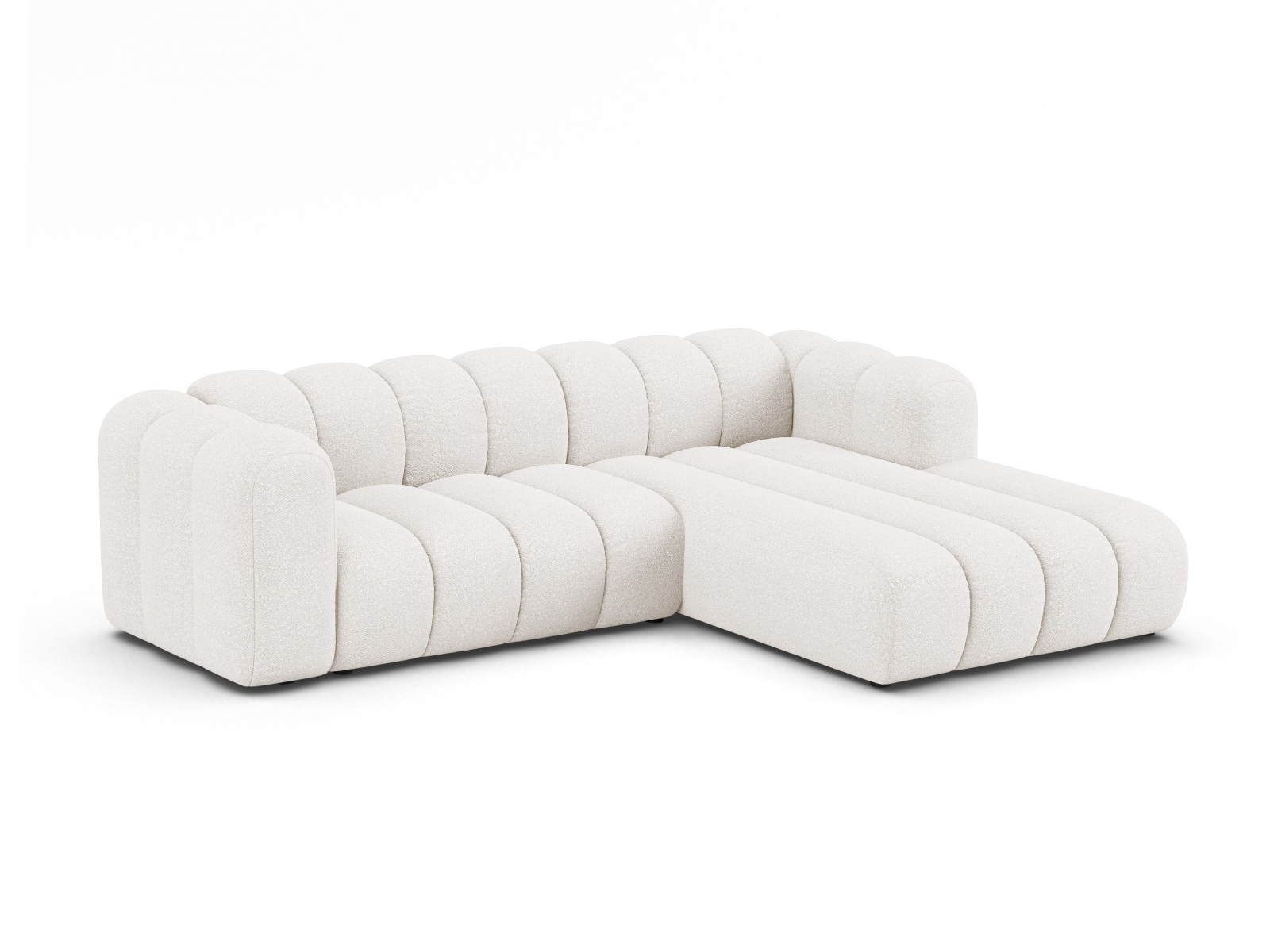 Boucle Modular Right Corner Sofa, "Lupine", 4 Seats, 260x177x70
