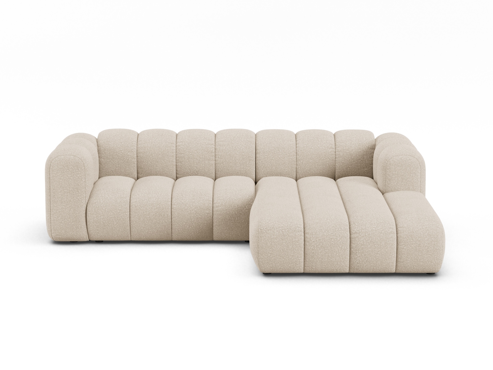 Boucle Modular Right Corner Sofa, "Lupine", 4 Seats, 260x177x70