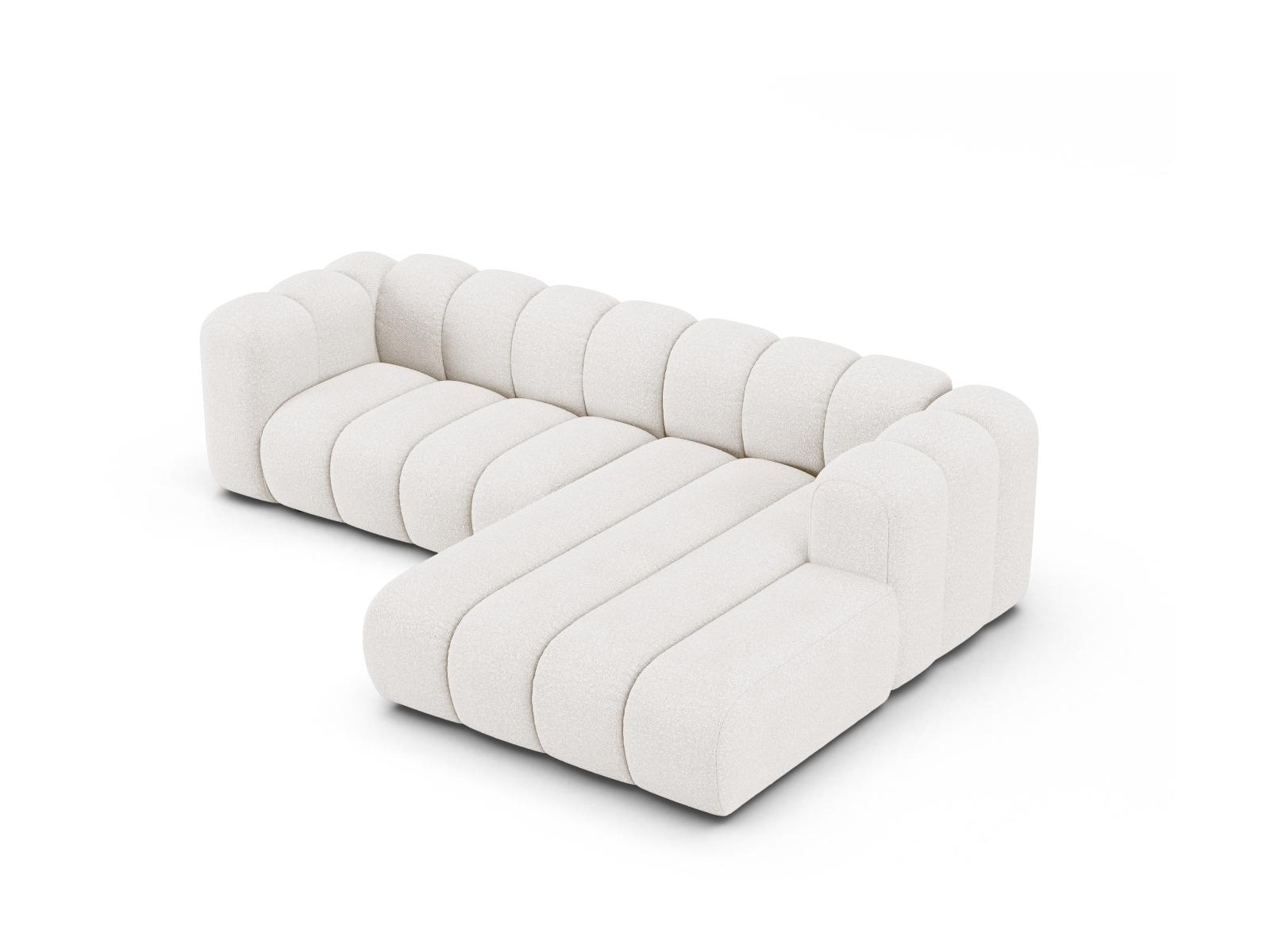 Boucle Modular Right Corner Sofa, "Lupine", 4 Seats, 260x177x70