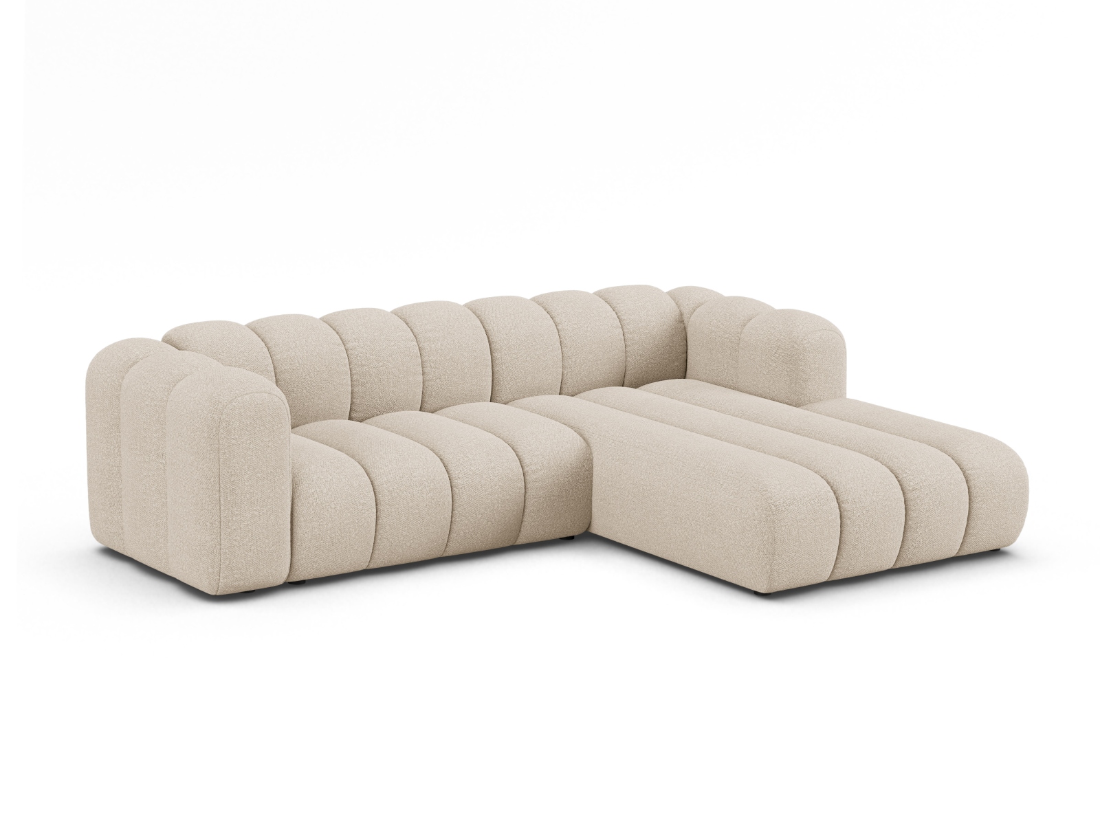 Boucle Modular Right Corner Sofa, "Lupine", 4 Seats, 260x177x70