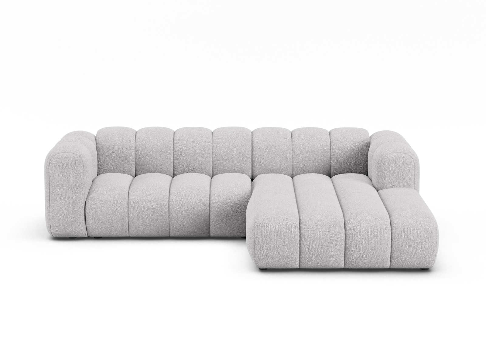 Boucle Modular Right Corner Sofa, "Lupine", 4 Seats, 260x177x70