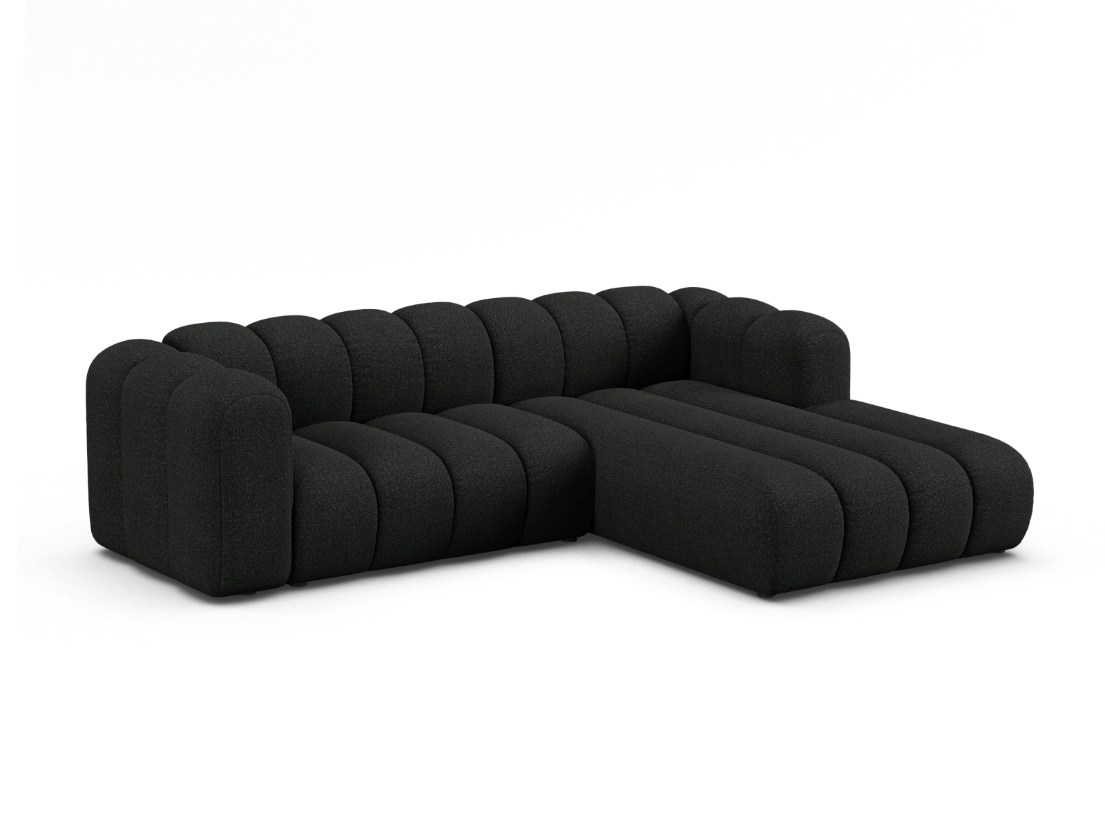 Boucle Modular Right Corner Sofa, "Lupine", 4 Seats, 260x177x70