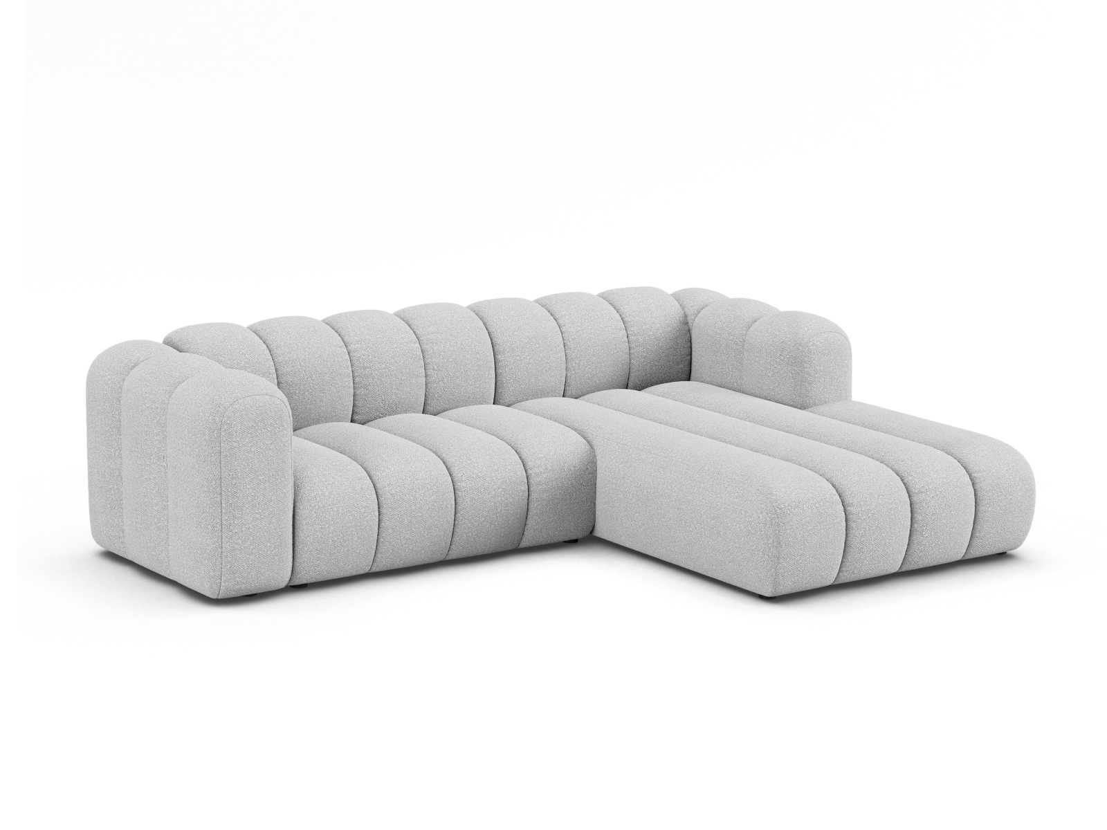 Boucle Modular Right Corner Sofa, "Lupine", 4 Seats, 260x177x70