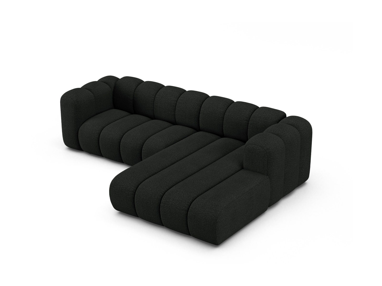 Boucle Modular Right Corner Sofa, "Lupine", 4 Seats, 260x177x70