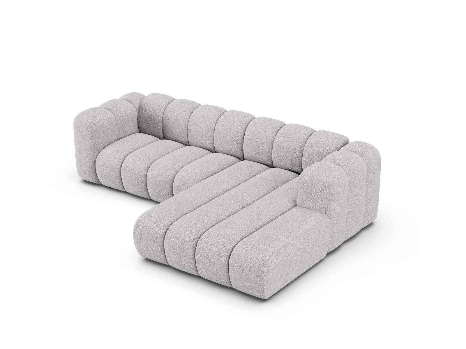 Boucle Modular Right Corner Sofa, "Lupine", 4 Seats, 260x177x70