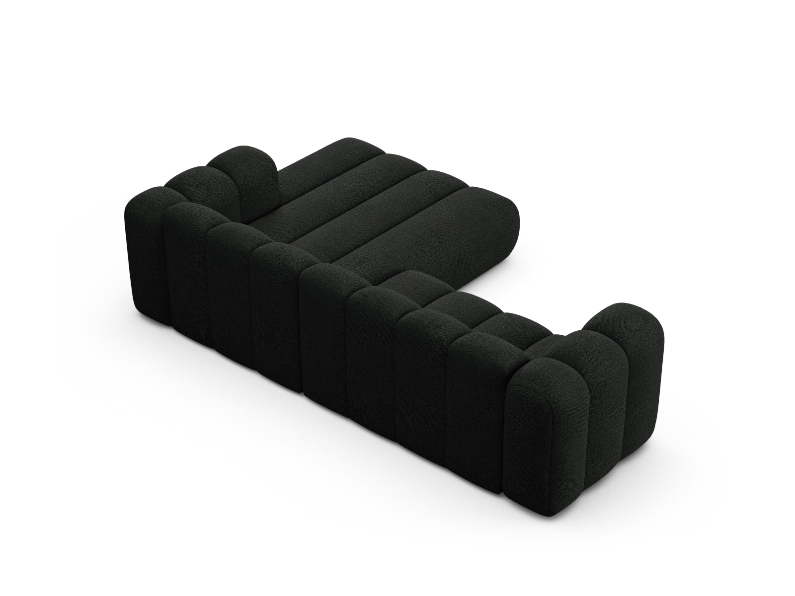 Boucle Modular Right Corner Sofa, "Lupine", 4 Seats, 260x177x70