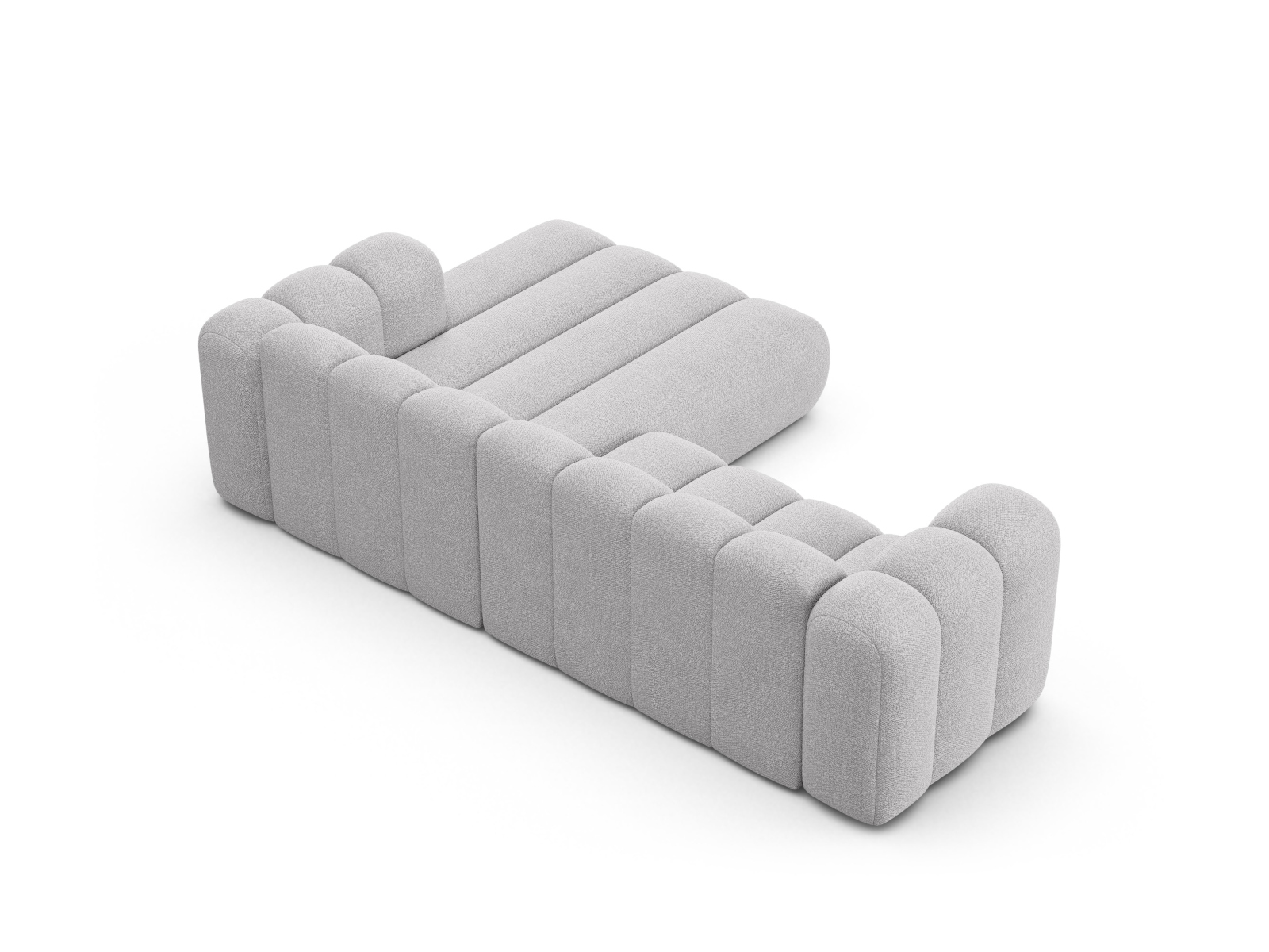 Boucle Modular Right Corner Sofa, "Lupine", 4 Seats, 260x177x70