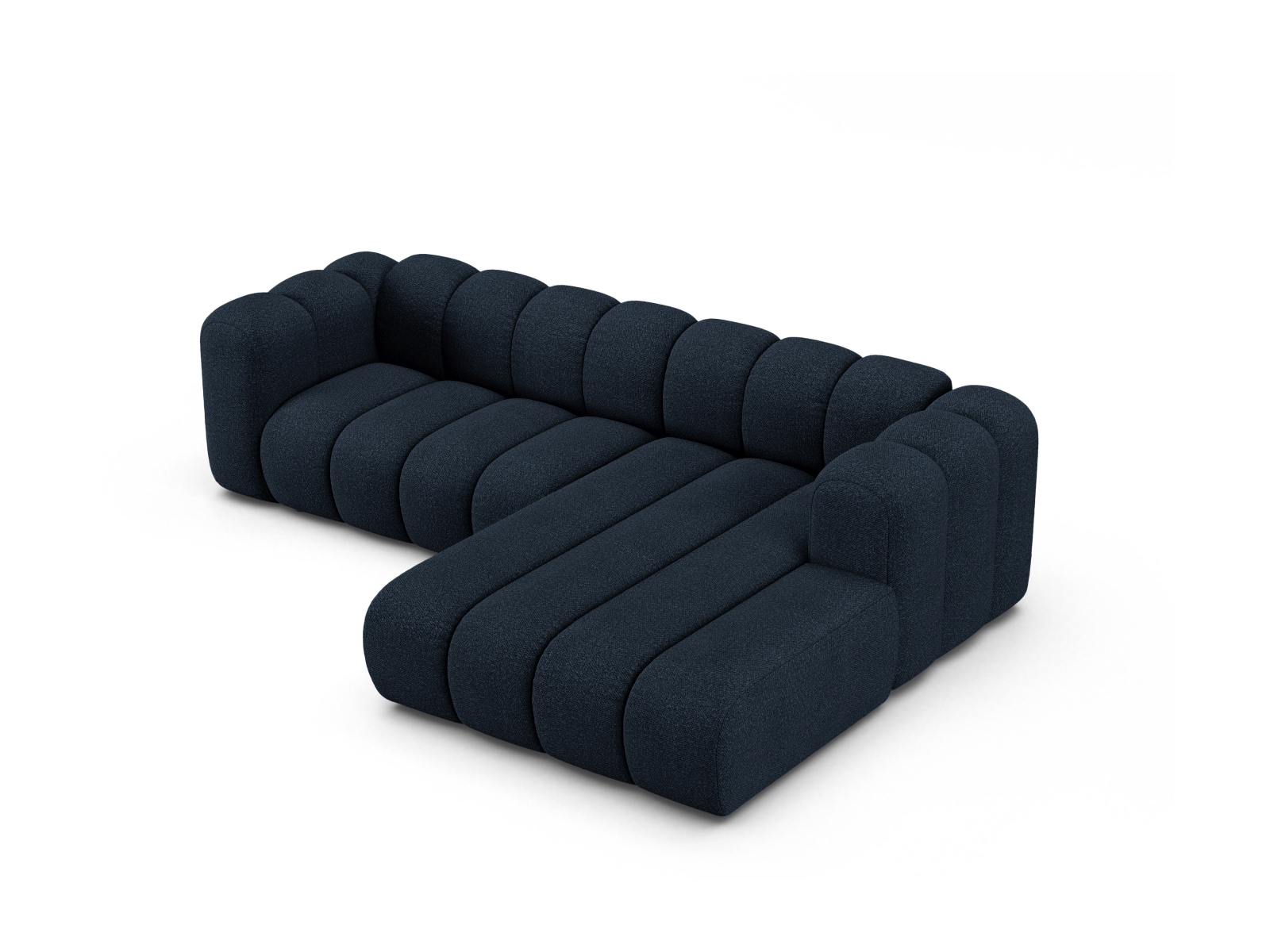 Boucle Modular Right Corner Sofa, "Lupine", 4 Seats, 260x177x70