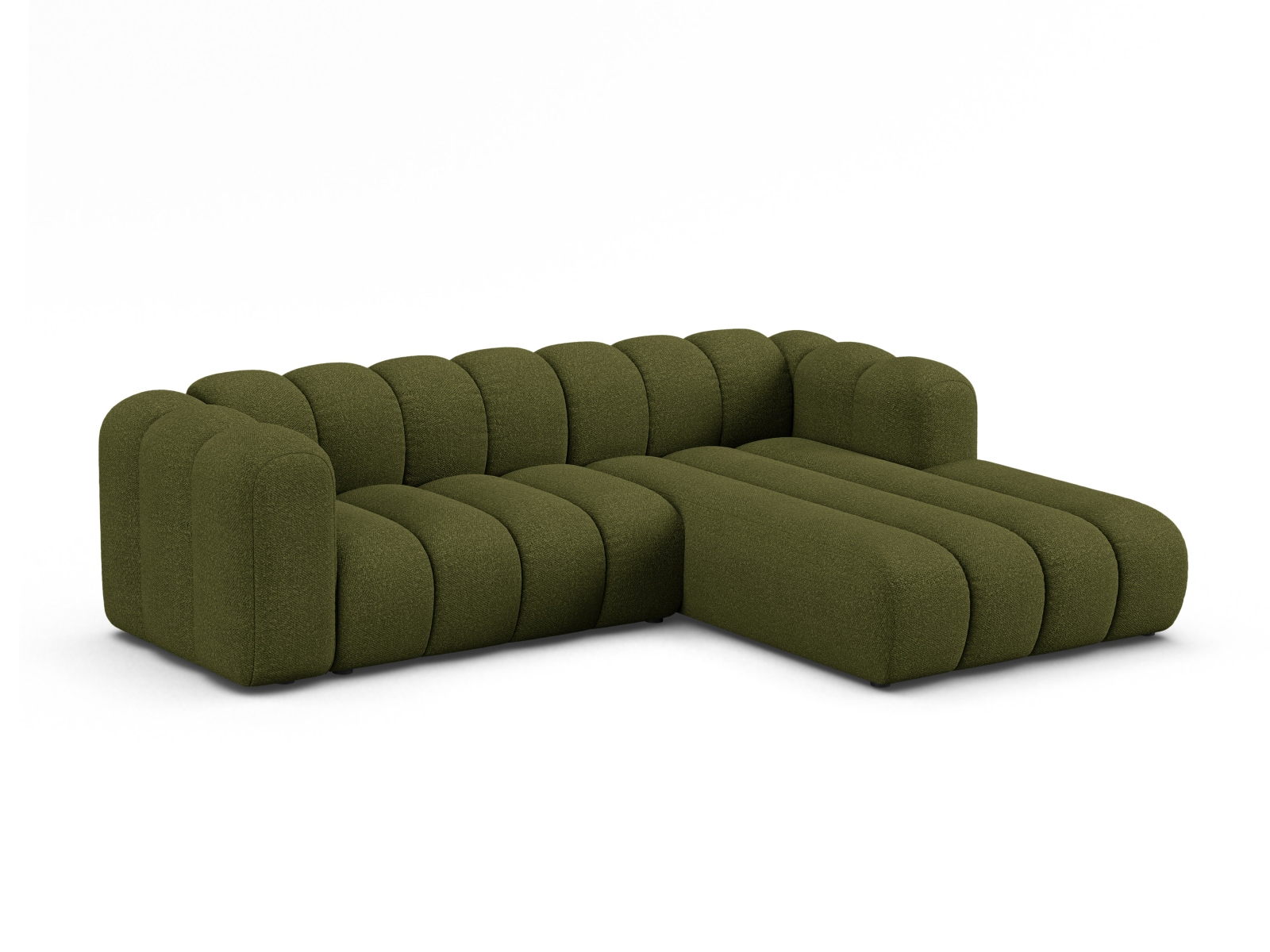Boucle Modular Right Corner Sofa, "Lupine", 4 Seats, 260x177x70