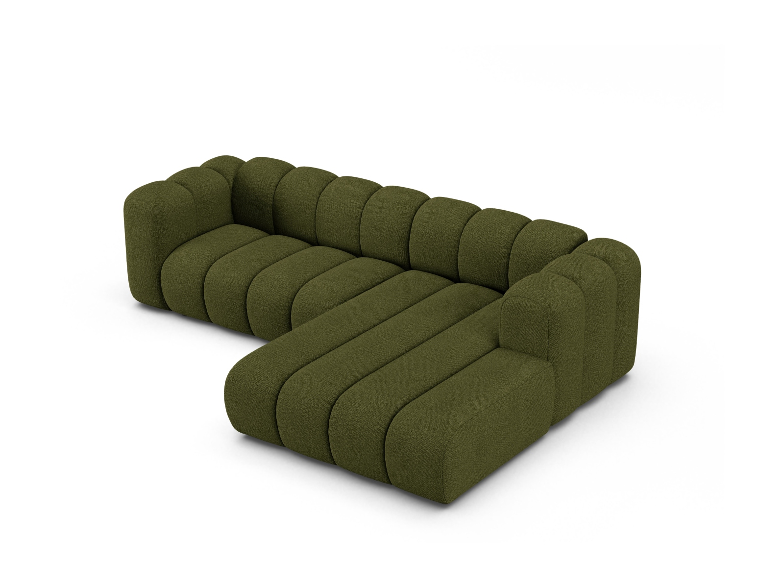 Boucle Modular Right Corner Sofa, "Lupine", 4 Seats, 260x177x70