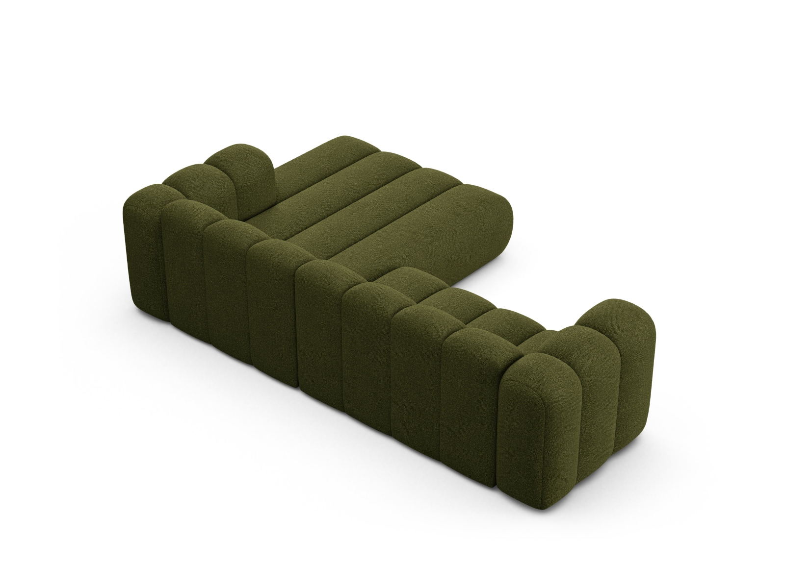 Boucle Modular Right Corner Sofa, "Lupine", 4 Seats, 260x177x70