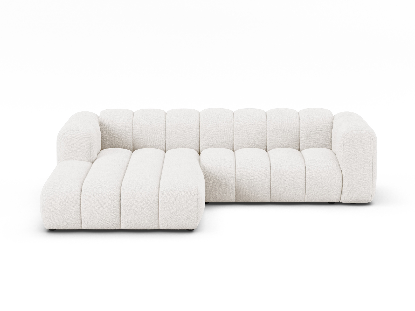 Boucle Modular Left Corner Sofa, "Lupine", 4 Seats, 260x177x70