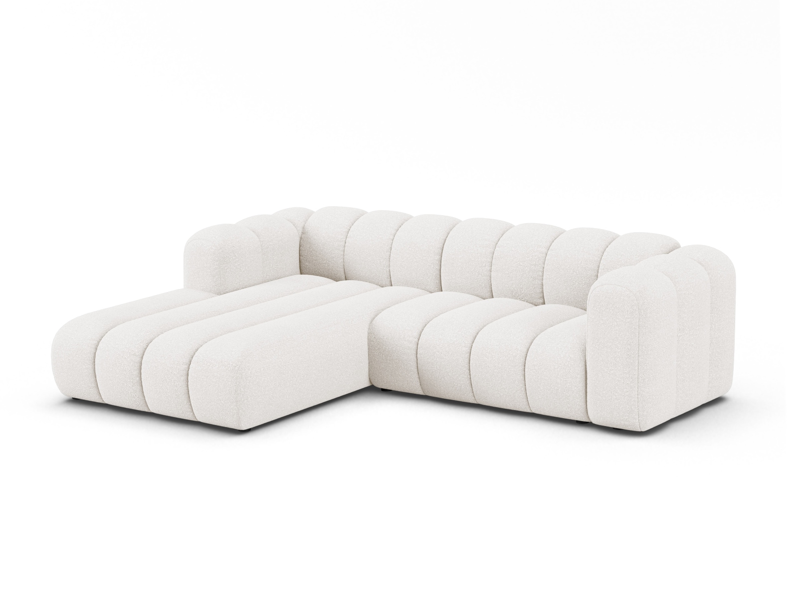 Boucle Modular Left Corner Sofa, "Lupine", 4 Seats, 260x177x70