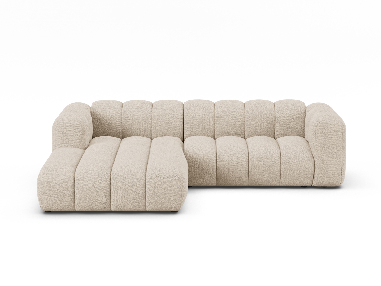 Boucle Modular Left Corner Sofa, "Lupine", 4 Seats, 260x177x70
