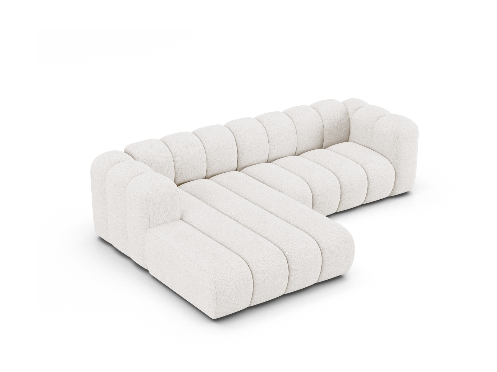 Boucle Modular Left Corner Sofa, "Lupine", 4 Seats, 260x177x70