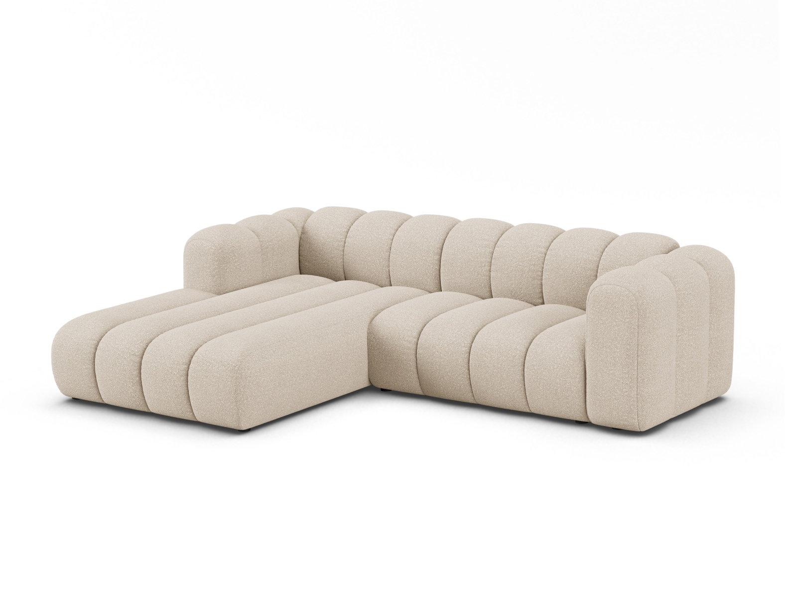 Boucle Modular Left Corner Sofa, "Lupine", 4 Seats, 260x177x70