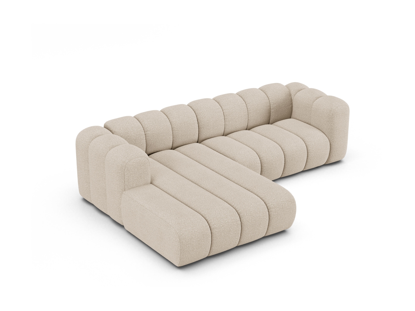 Boucle Modular Left Corner Sofa, "Lupine", 4 Seats, 260x177x70