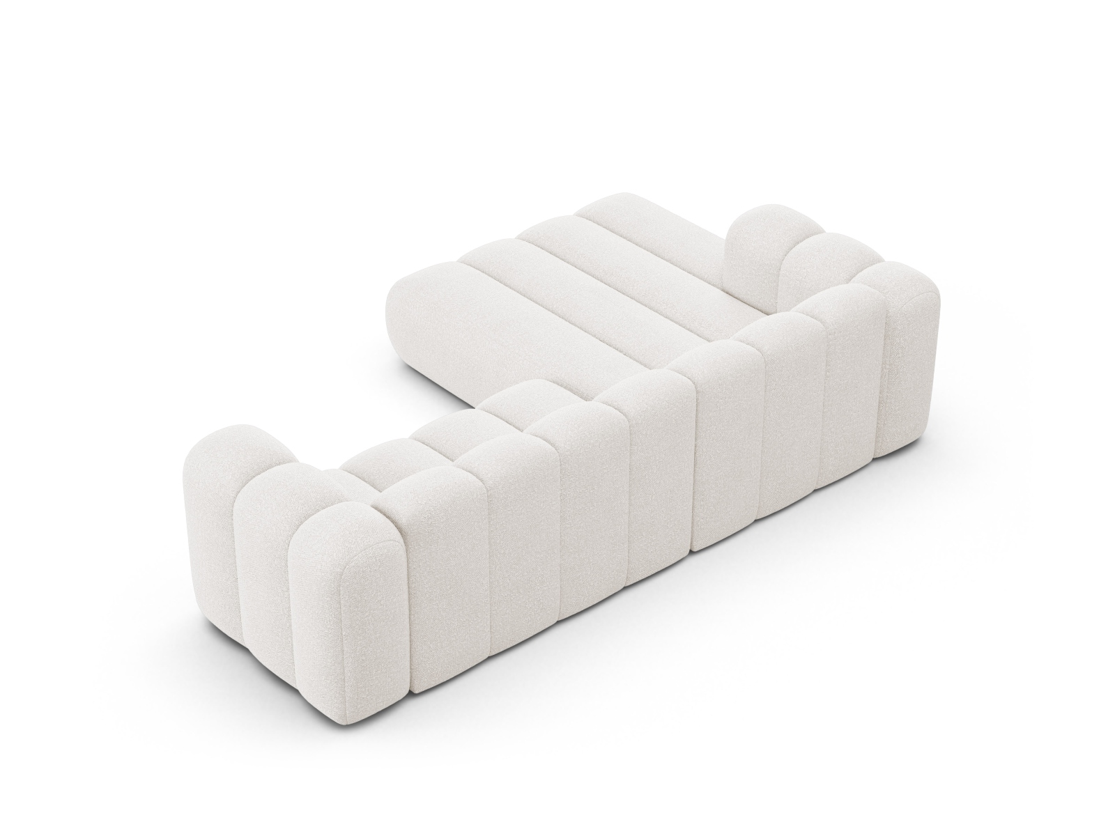 Boucle Modular Left Corner Sofa, "Lupine", 4 Seats, 260x177x70