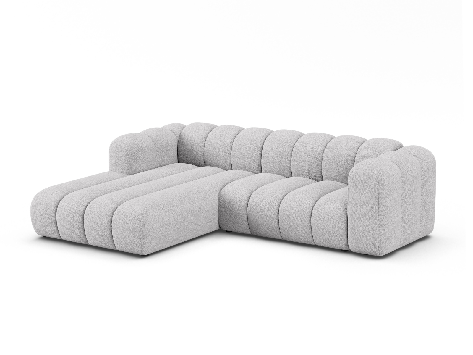 Boucle Modular Left Corner Sofa, "Lupine", 4 Seats, 260x177x70