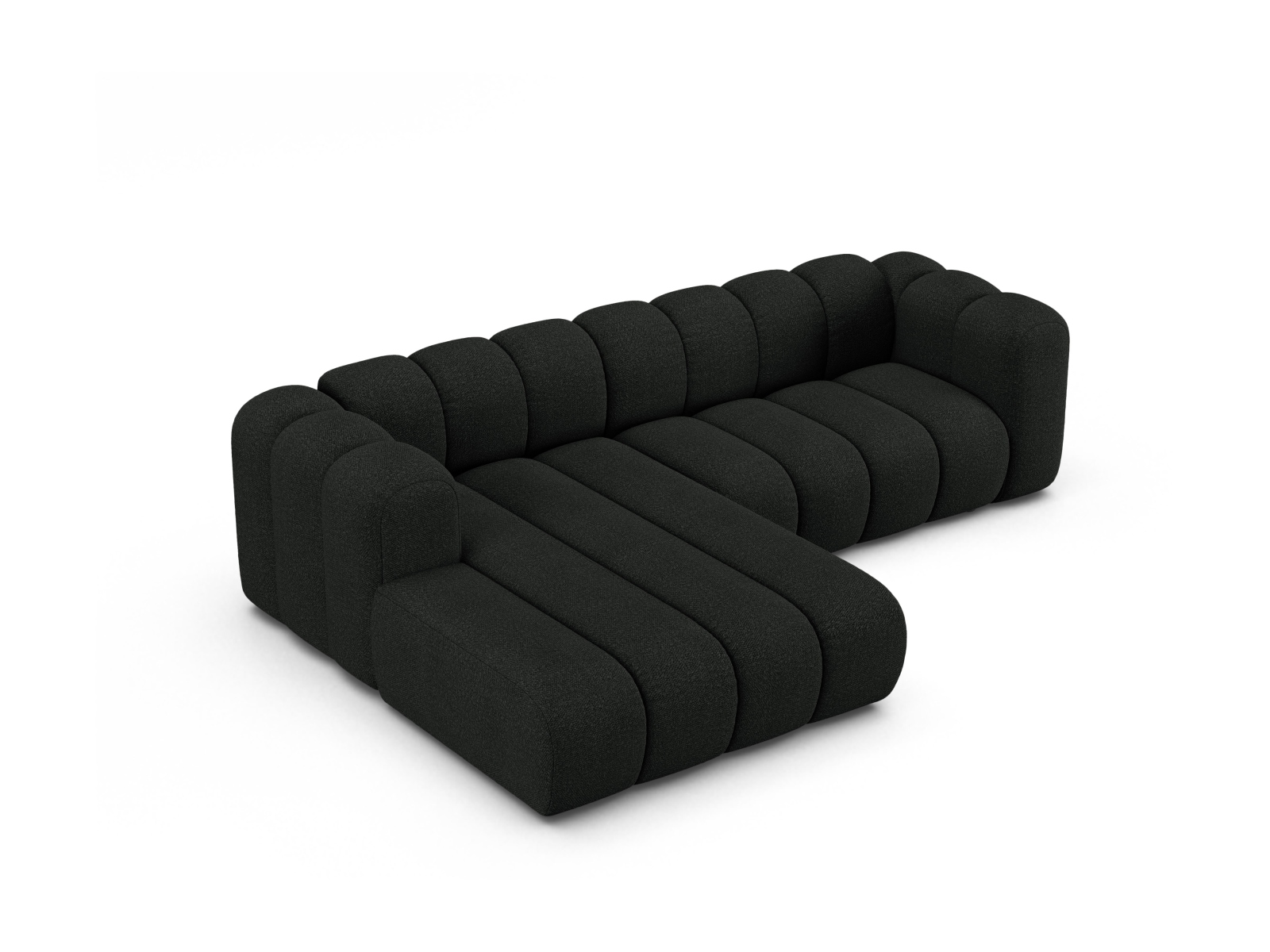 Boucle Modular Left Corner Sofa, "Lupine", 4 Seats, 260x177x70