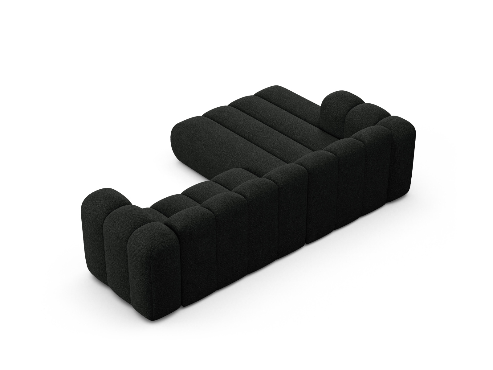 Boucle Modular Left Corner Sofa, "Lupine", 4 Seats, 260x177x70