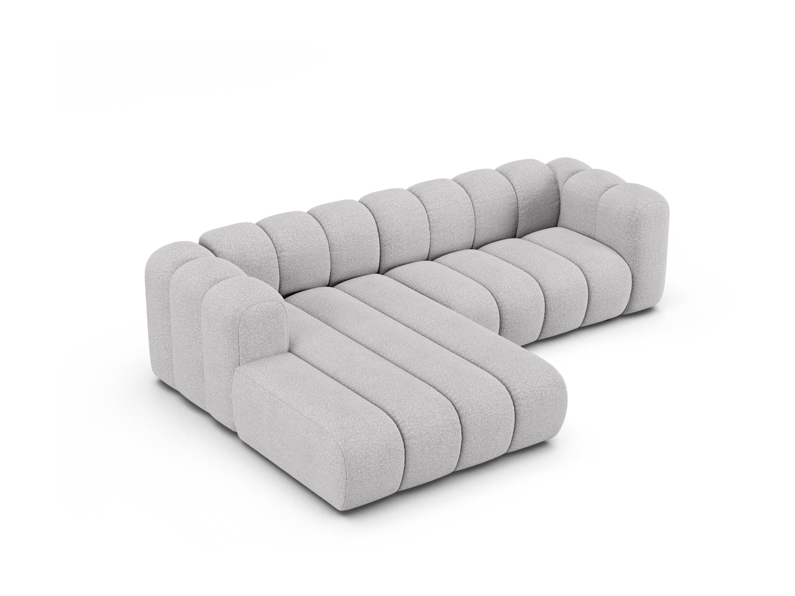 Boucle Modular Left Corner Sofa, "Lupine", 4 Seats, 260x177x70